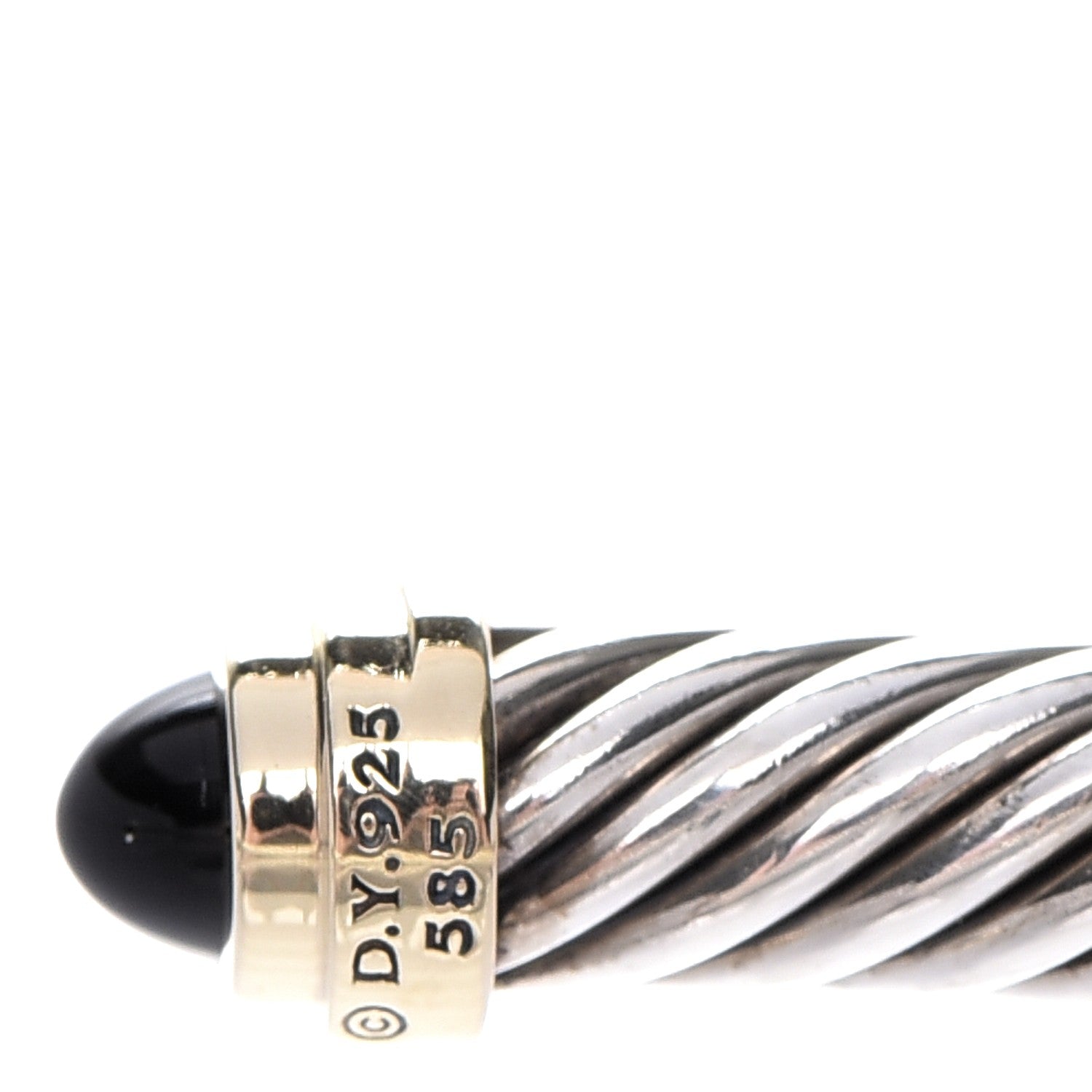 David Yurman Sterling Silver 14K Yellow Gold Black Onyx 5mm Cable Classics Petite Color Bracelet 4 of 5