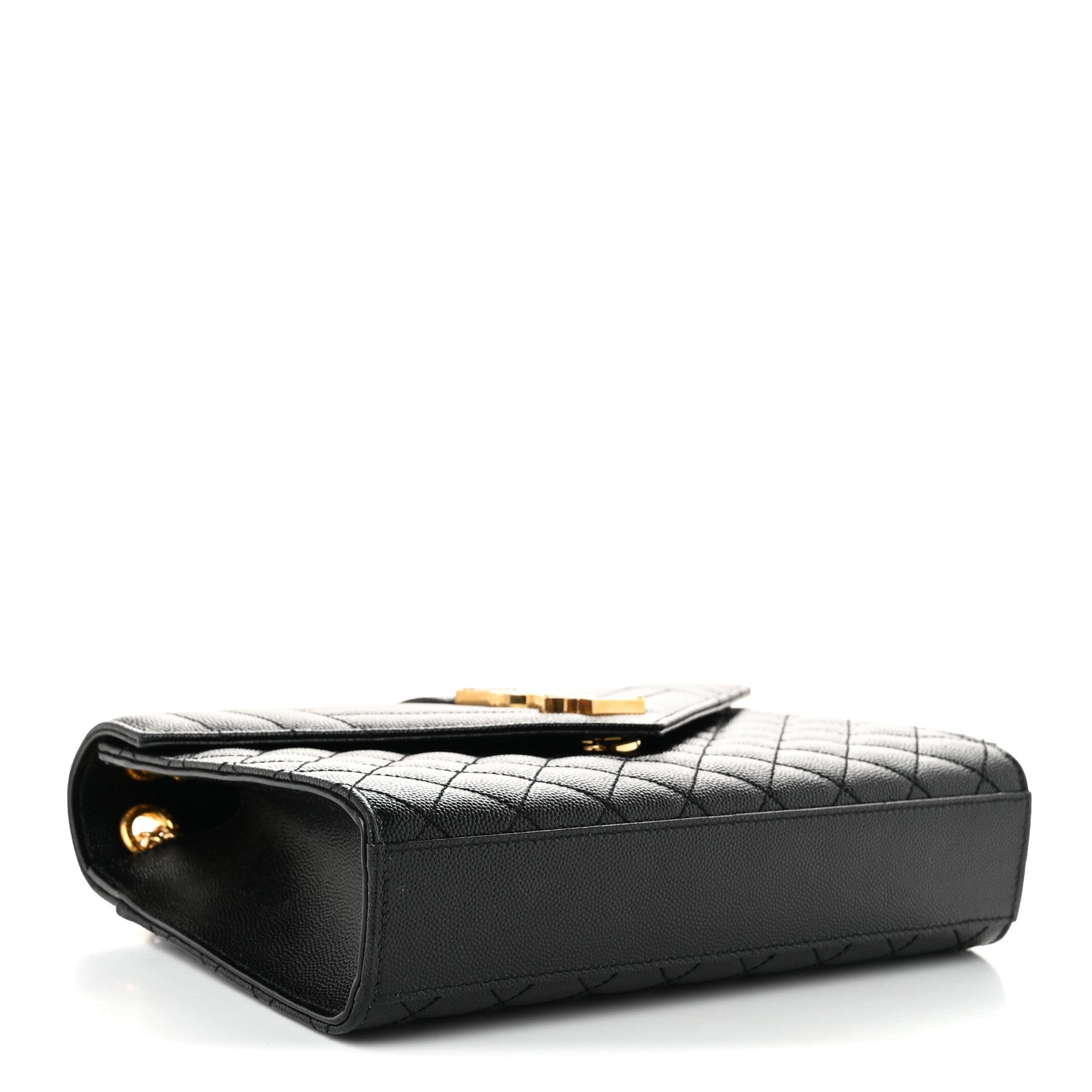 Saint Laurent Grain De Poudre Textured Mixed Matelasse Triquilt Medium Monogram Satchel Black 4 of 10