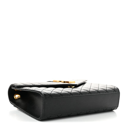 Saint Laurent Grain De Poudre Textured Mixed Matelasse Triquilt Medium Monogram Satchel Black 4 of 10