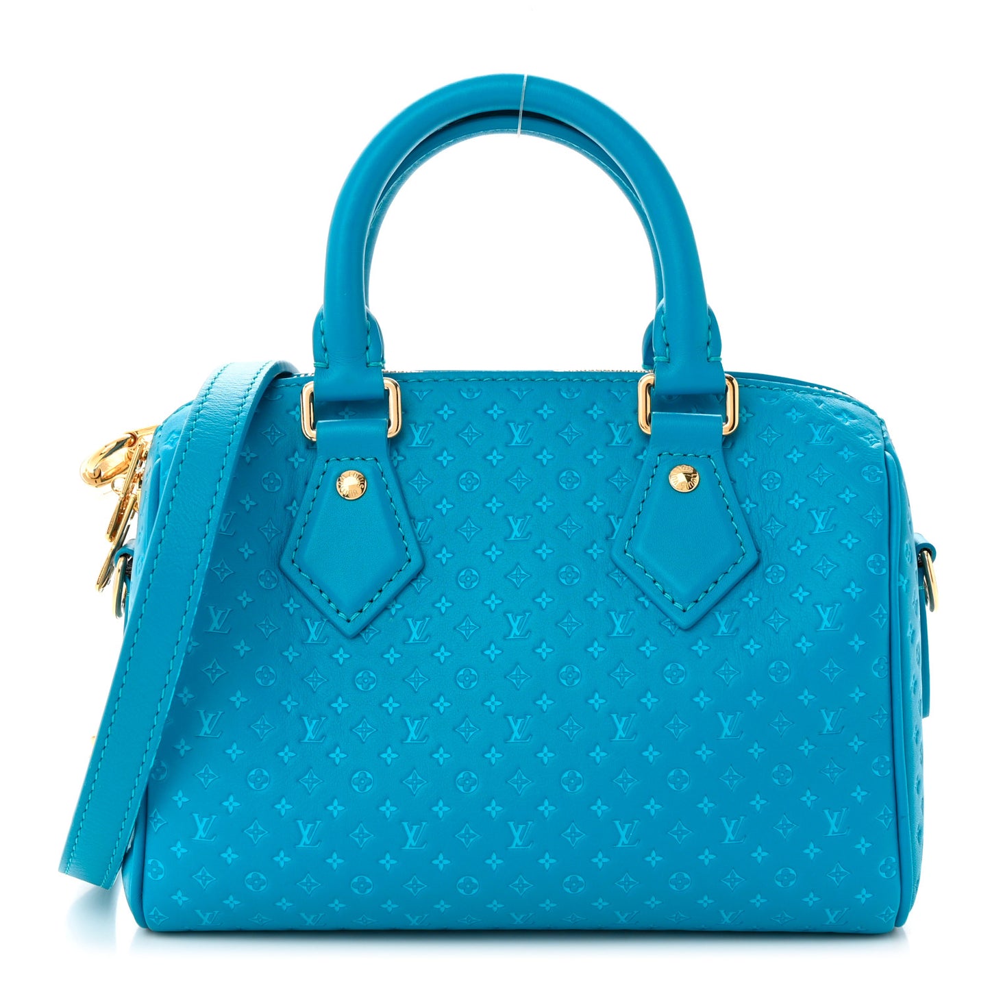 Calfskin Nanogram Embossed Speedy 20 Bleu