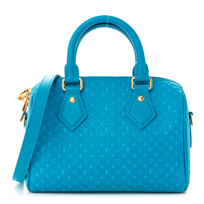 Louis Vuitton Calfskin Nanogram Embossed Speedy 20 Bleu 1 of 10