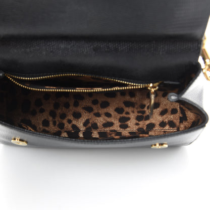 Dolce & Gabbana Stampa Iguana Crystal Medium Miss Sicily Satchel Black 5 of 9