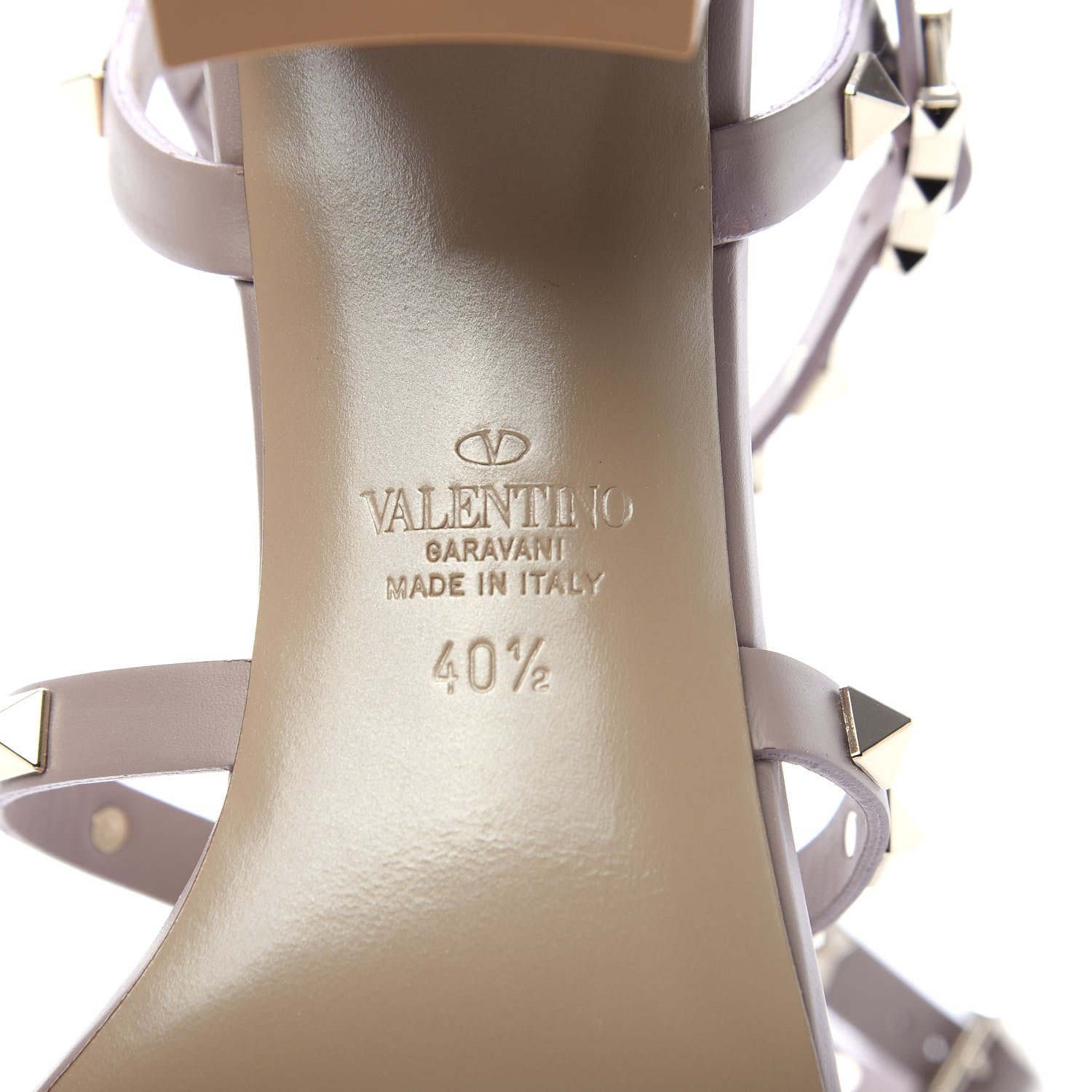 Valentino Garavani Calfskin Rockstud 60mm City Sandals 40.5 Poudre 7 of 8