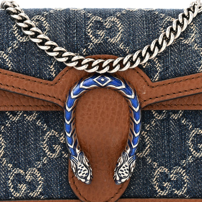Gucci New Denim GG Monogram Dollar Calfskin Enamel Super Mini Dionysus Shoulder Bag Blue Tea Cuir Epilog Electric Blue 7 of 12