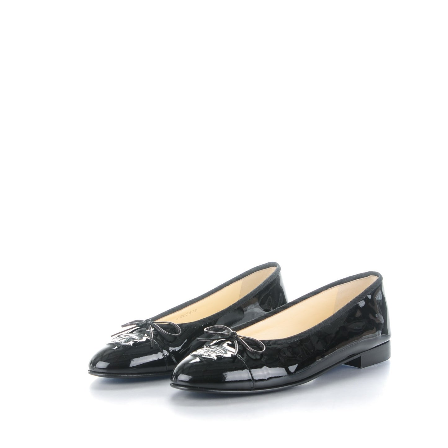 Patent CC Cap Toe Ballerina Flats 38 Black
