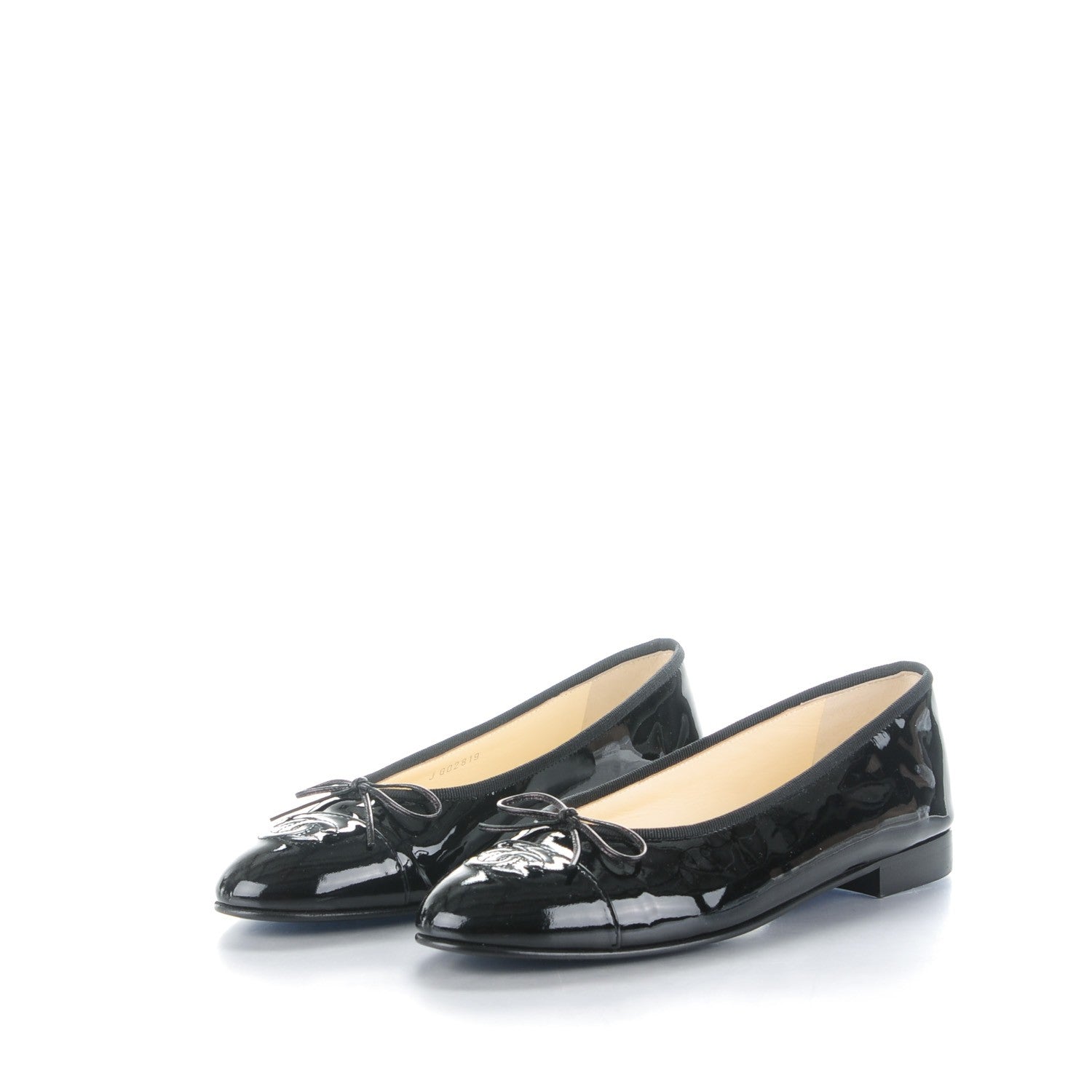 Chanel Patent CC Cap Toe Ballerina Flats 38 Black 3 of 7