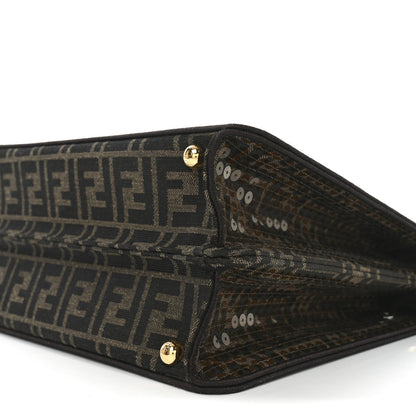 Fendi Fabric Jacquard Paillettes Vitello Seta FF 1974 Medium Peekaboo I SEE U Satchel Tobacco Moro 9 of 9