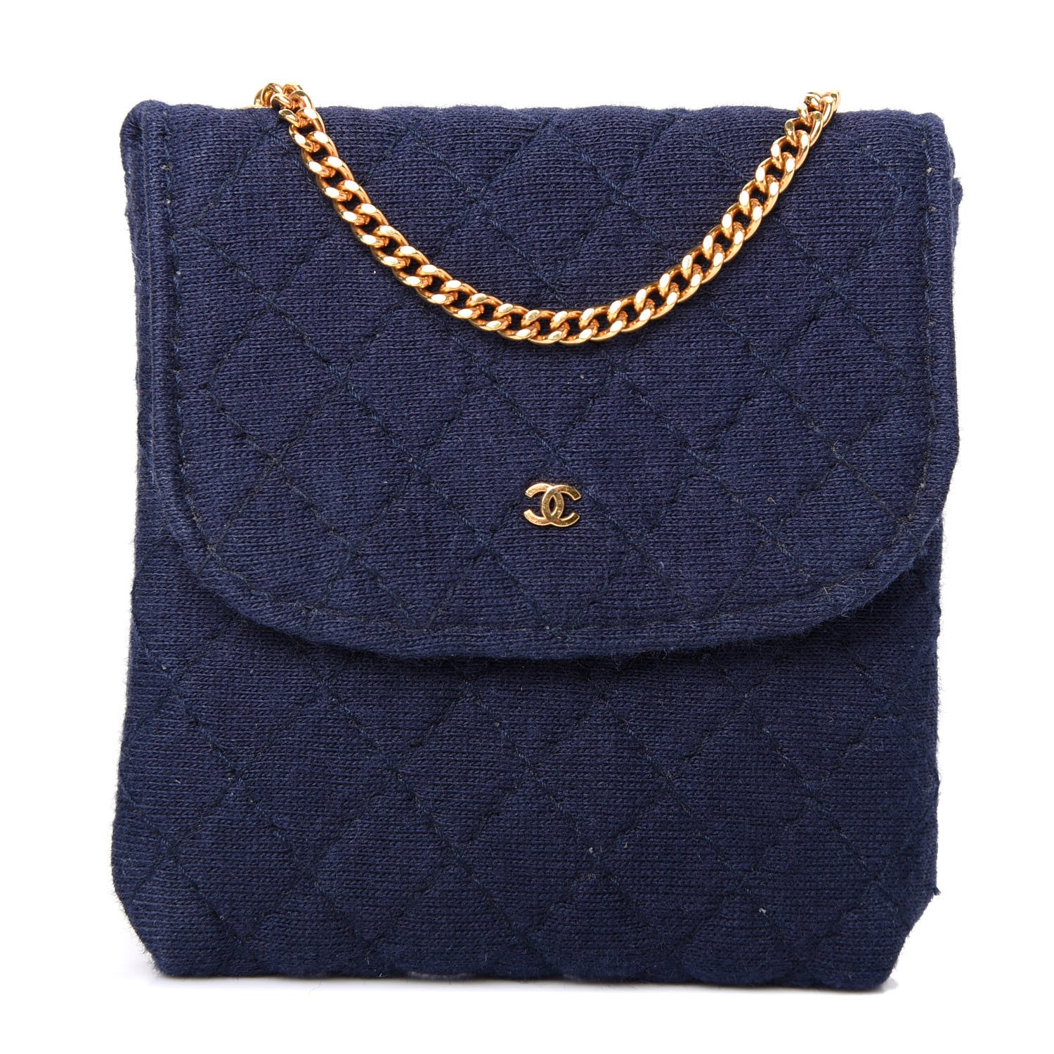 Chanel Jersey Quilted Micro Flap Bag Navy 1 of 6