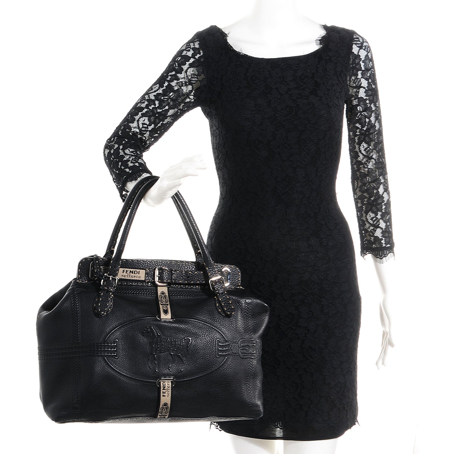 Calfskin Romano Selleria Villa Borghese Tote Black