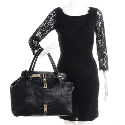 Fendi Calfskin Romano Selleria Villa Borghese Tote Black 2 of 11