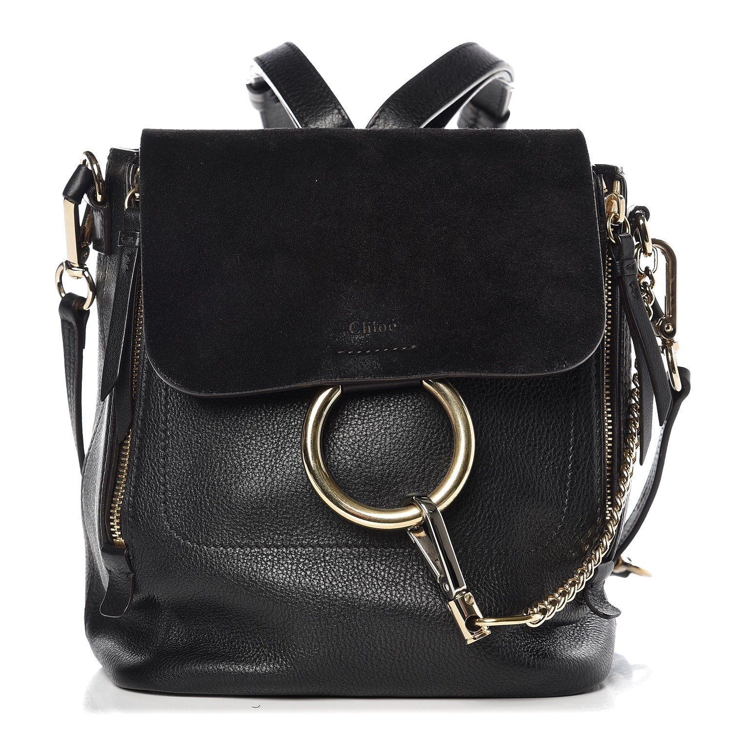 Chloe Suede Calfskin Small Faye Backpack Black 1 of 7