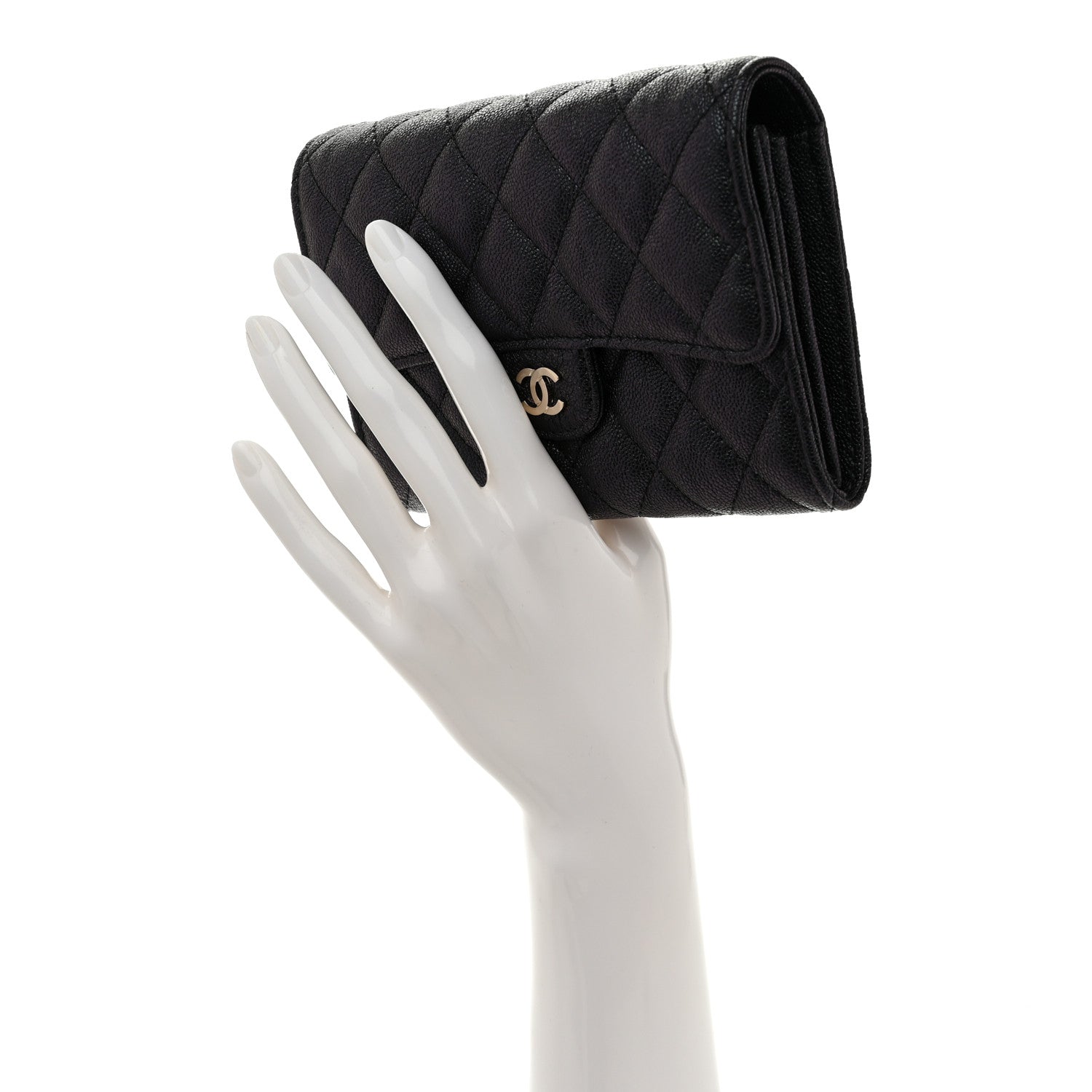 Chanel Iridescent Caviar Quilted Medium Flap Wallet Black 2 of 10