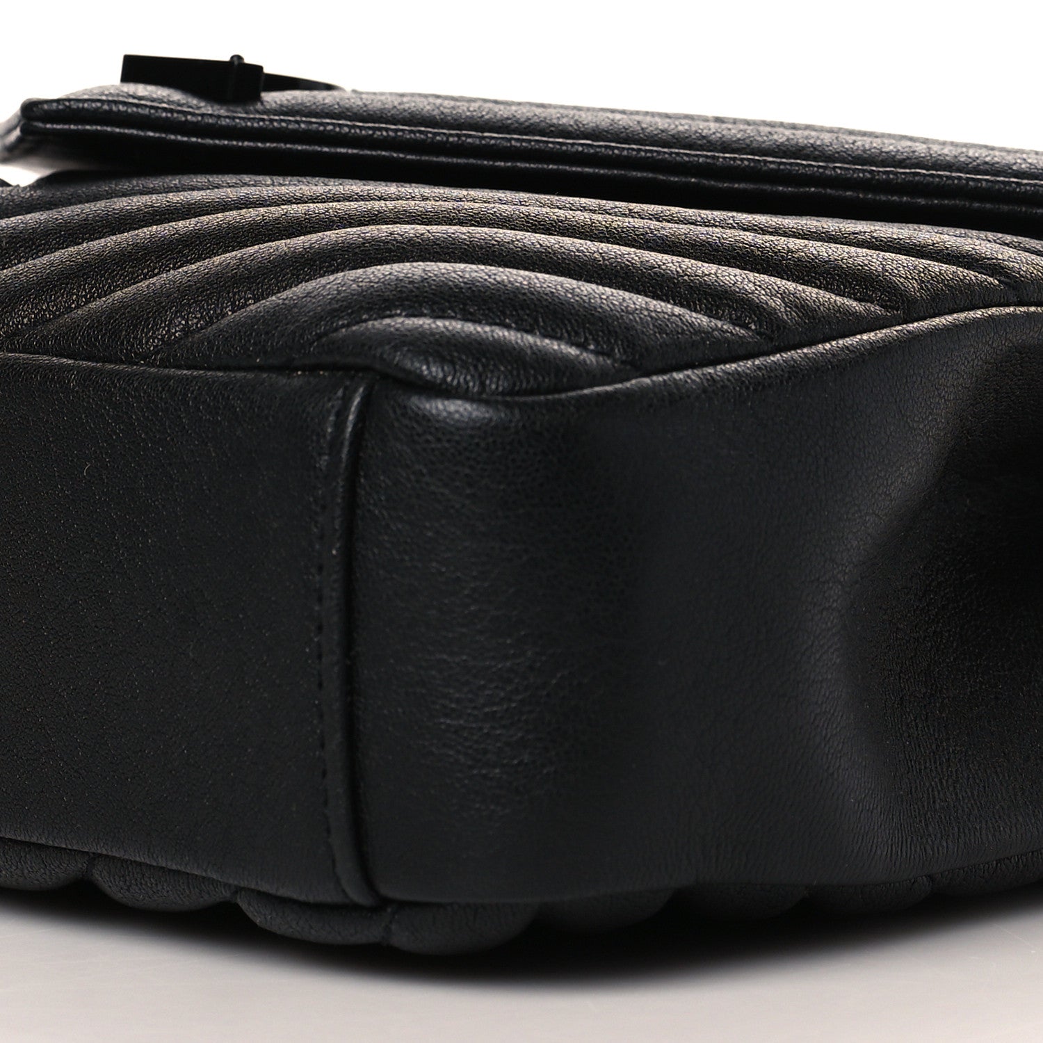 Saint Laurent Sheepskin Matelasse Chevron Monogram Monochrome Medium College Bag Black 9 of 10