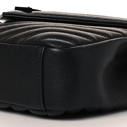Saint Laurent Sheepskin Matelasse Chevron Monogram Monochrome Medium College Bag Black 9 of 10