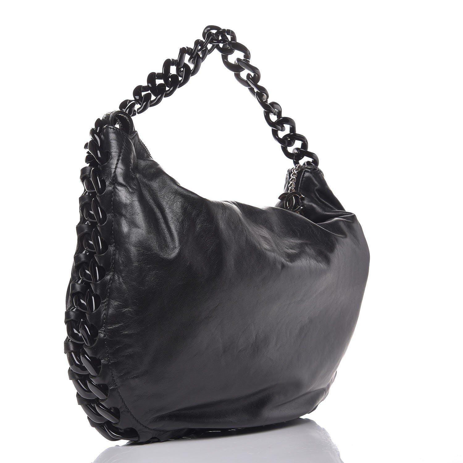 Chanel Calfskin Modern Chain Rhodoid Hobo Black 3 of 7