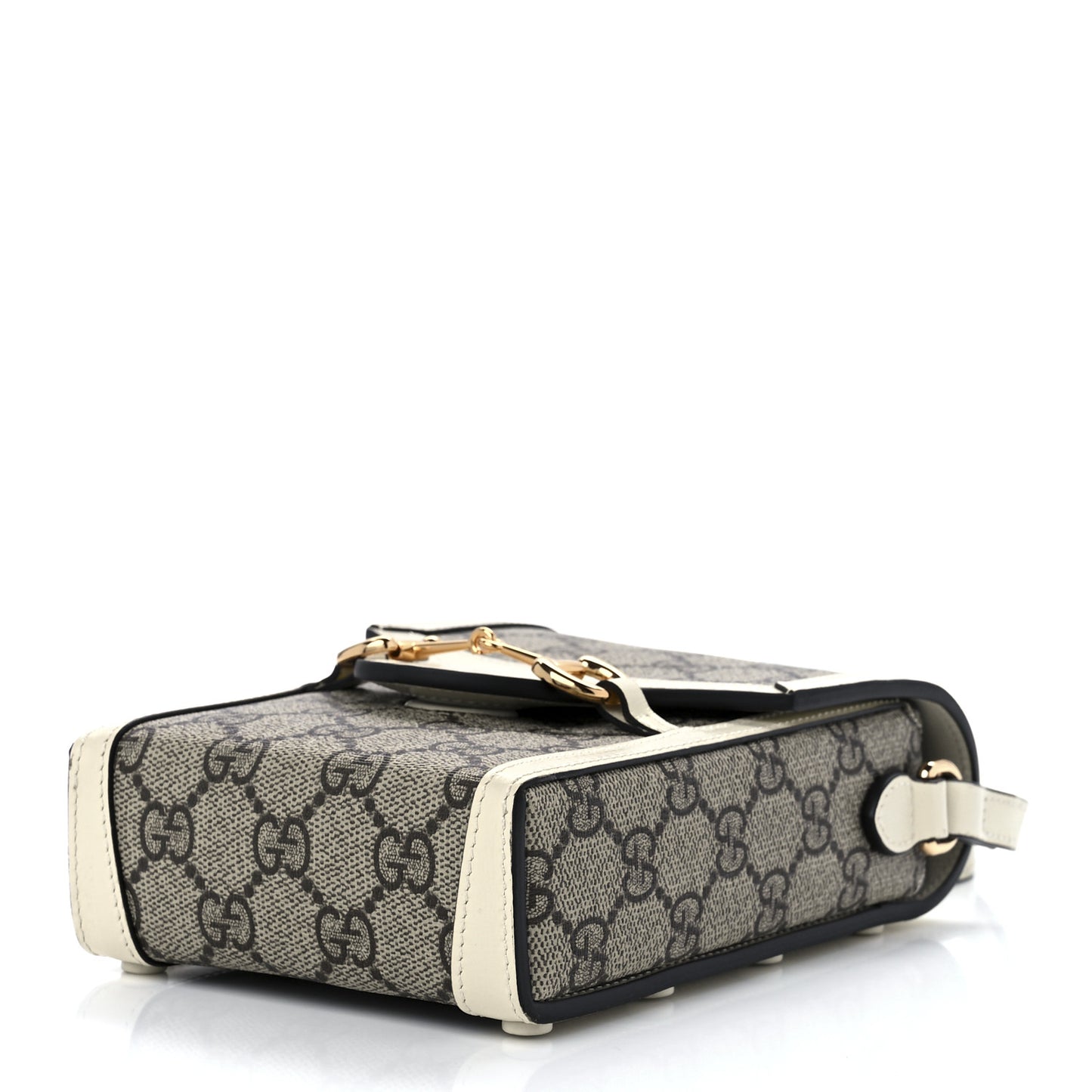 GG Supreme Monogram Azalea Calfskin Mini Horsebit 1955 Crossbody Bag Beige Ebony Mystic White