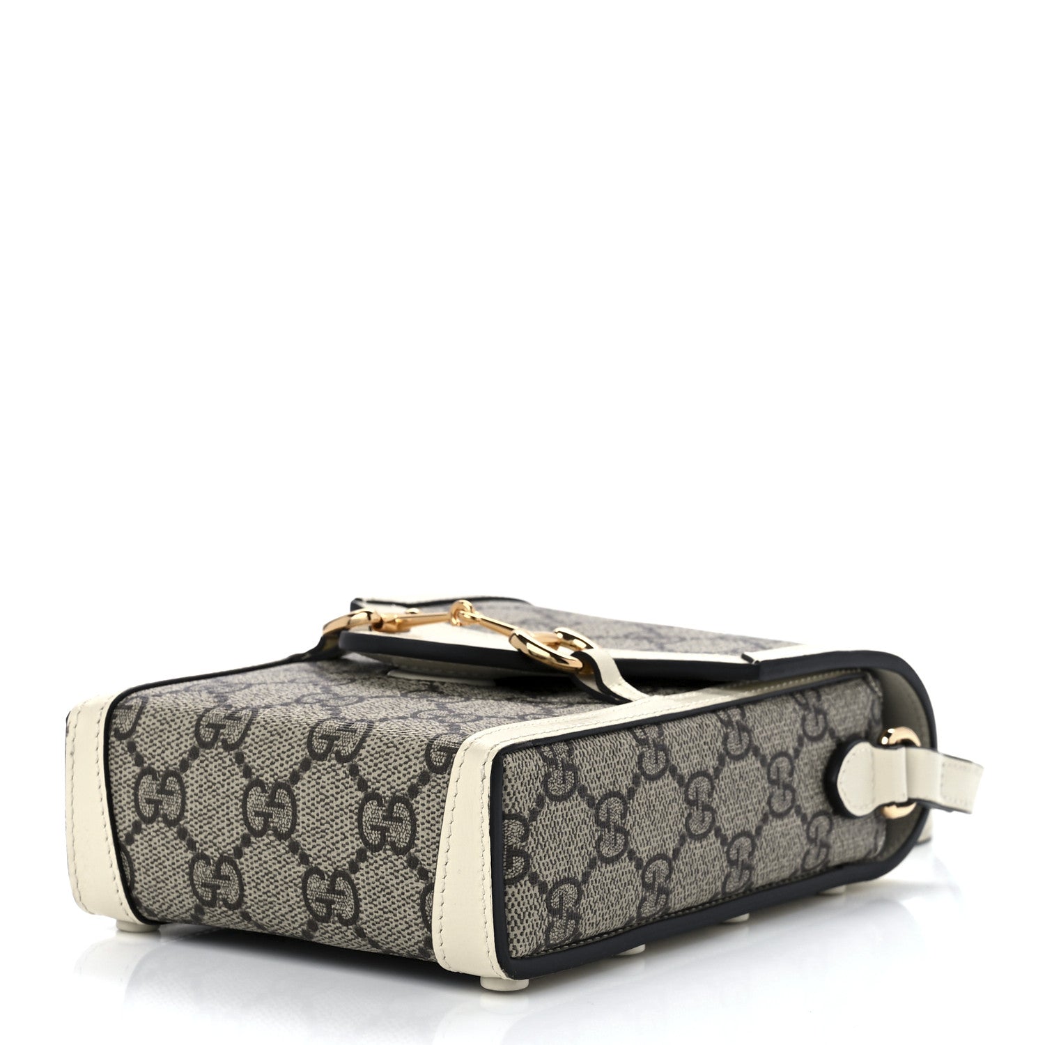 Gucci GG Supreme Monogram Azalea Calfskin Mini Horsebit 1955 Crossbody Bag Beige Ebony Mystic White 9 of 11