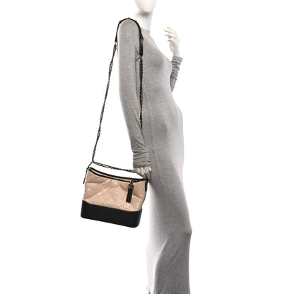 Chanel Aged Calfskin Quilted Medium Gabrielle Hobo Beige Black 2 of 10