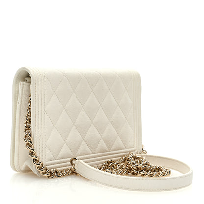 Chanel Caviar Quilted Boy Wallet On Chain WOC White 3 of 13