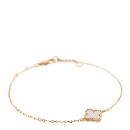 Van Cleef & Arpels 18K Yellow Gold Mother of Pearl Sweet Alhambra Bracelet 1 of 3