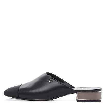 Chanel Lambskin Grosgrain Cap Toe CC Mules 39 Black 1 of 10