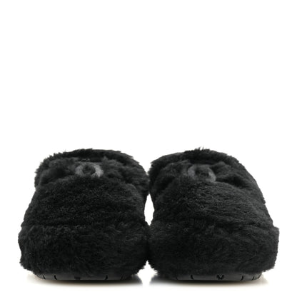 Chanel Shearling CC Flat Mules 35 Black 3 of 13