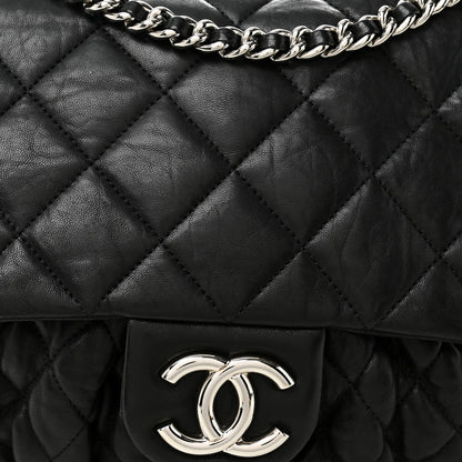 Chanel Washed Lambskin Quilted Large Chain Around Messenger Black 8 of 10
