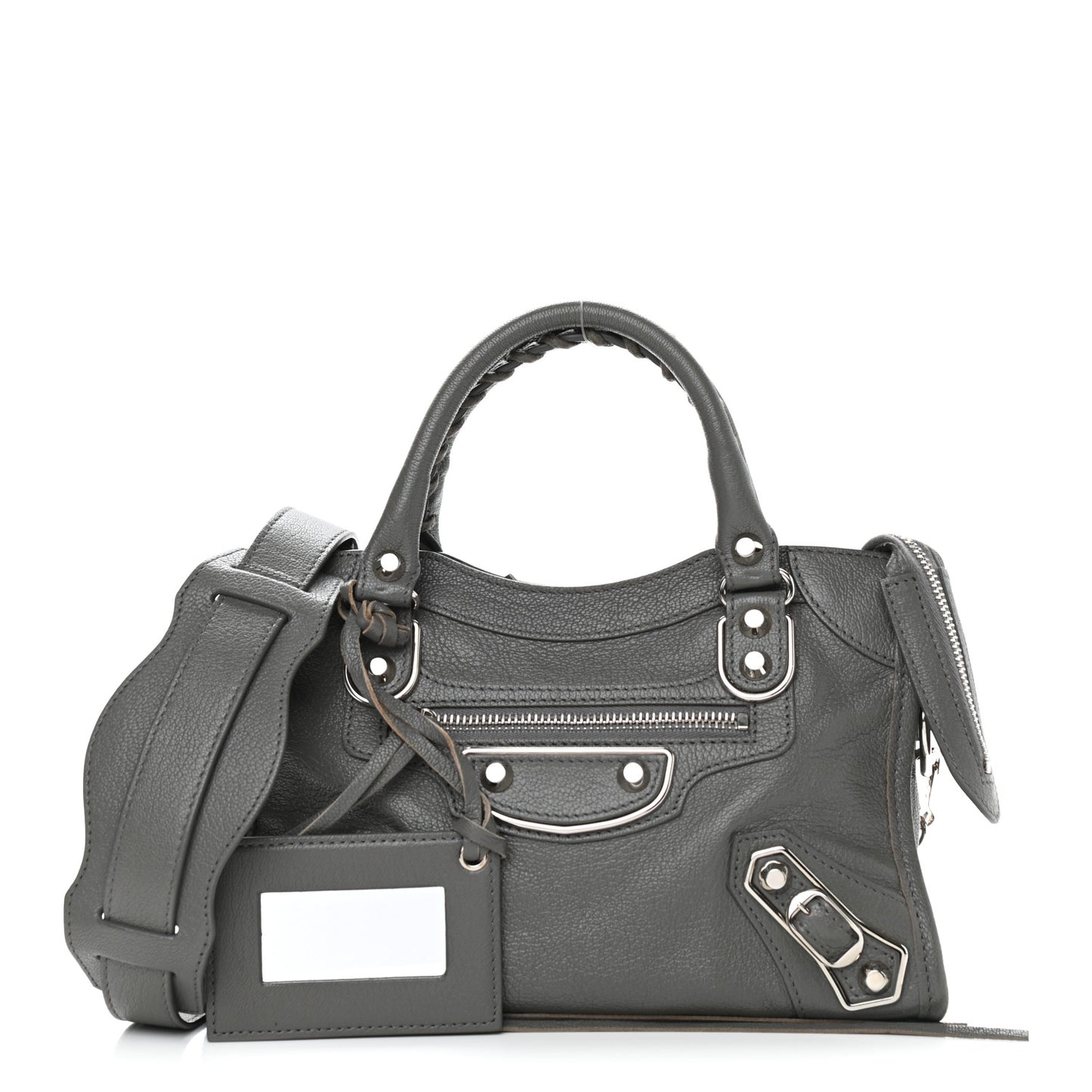 Chevre Silver Metallic Edge Hardware Mini City Gris Acier