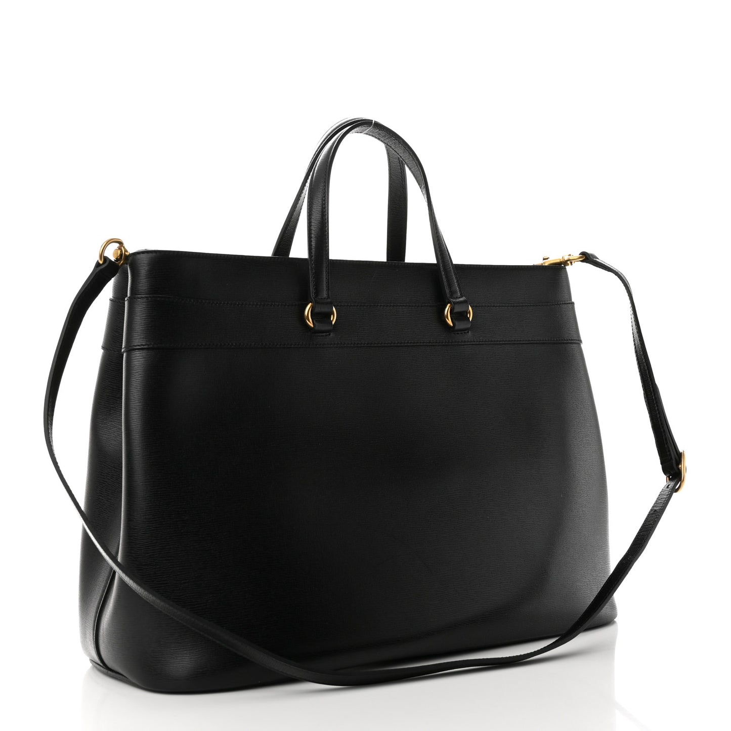 Textured Calfskin Large Bright Bit Tote Black