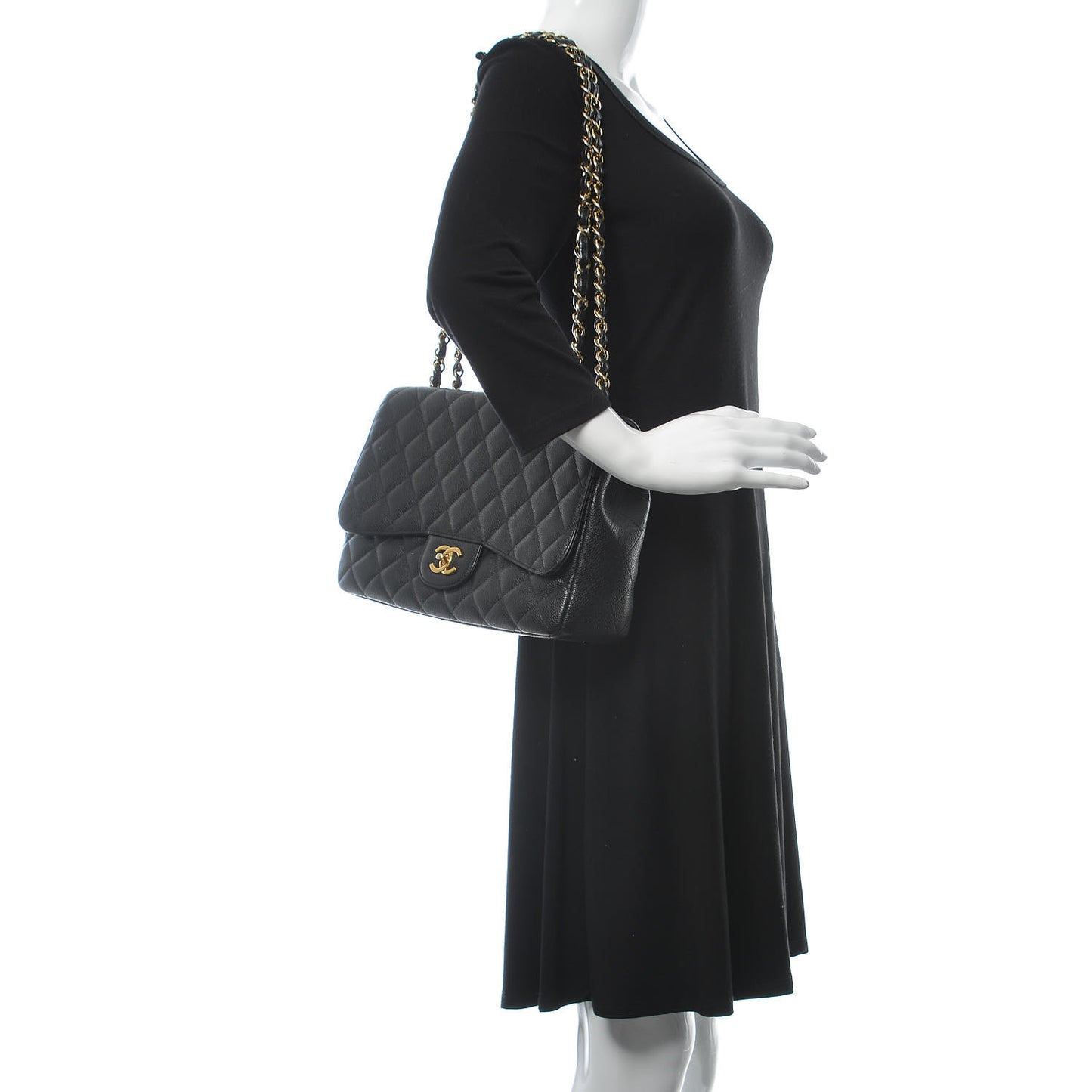 Caviar Quilted Jumbo Single Flap Black