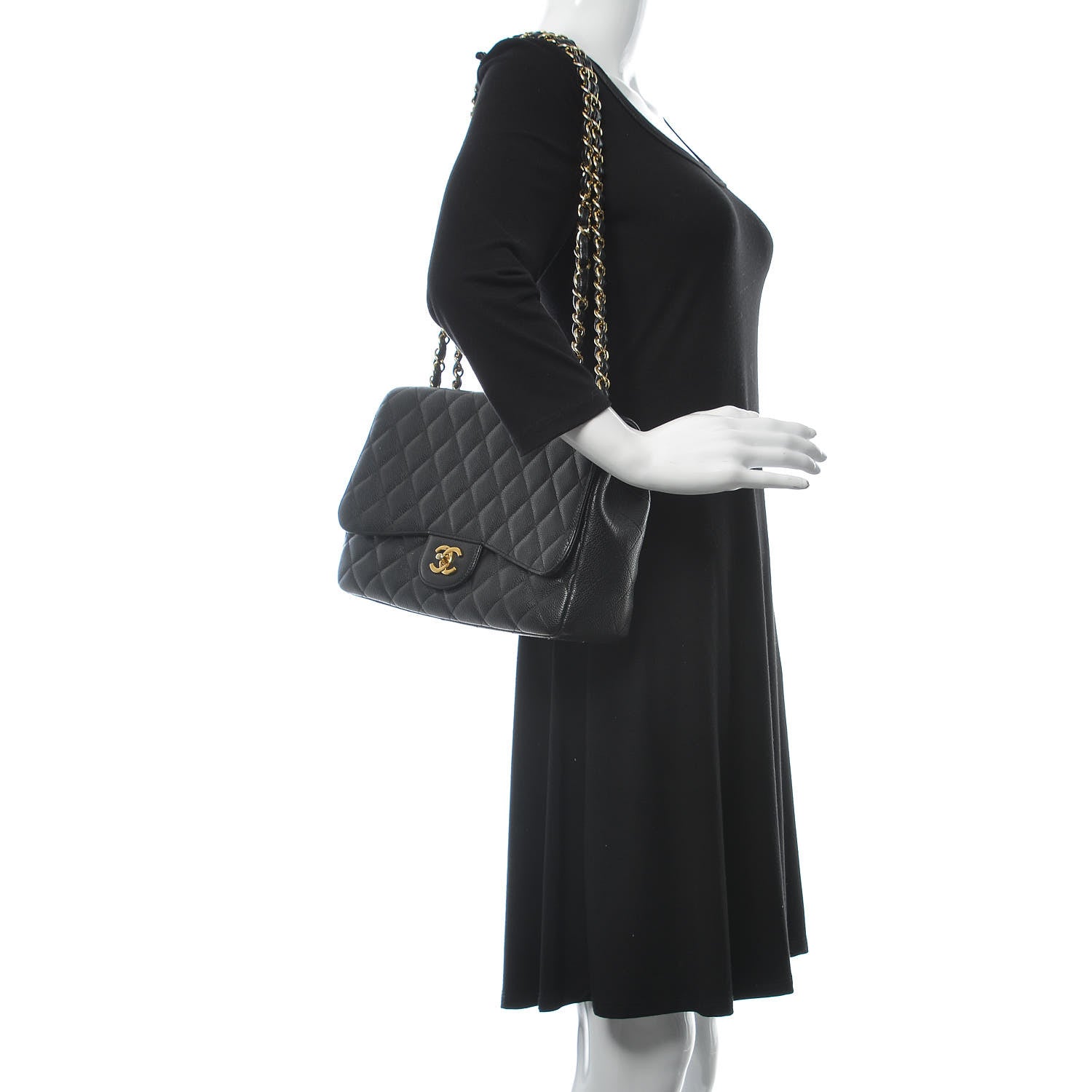 Chanel Caviar Quilted Jumbo Single Flap Black 2 of 9