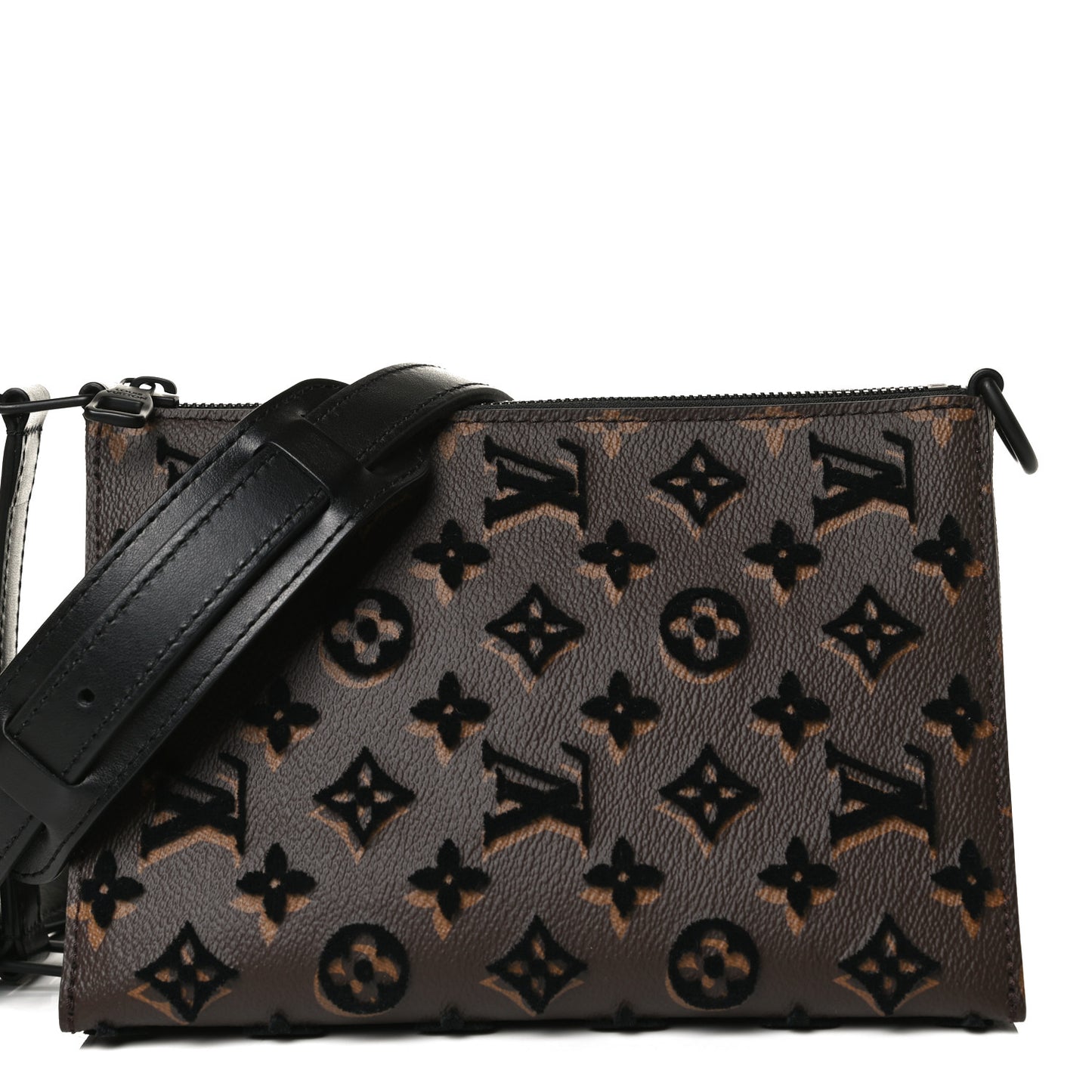 Monogram Tuffetage Triangle Messenger Black