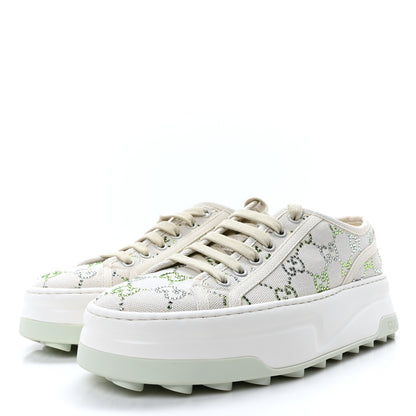 Gucci Canvas Lame Crystal GG Monogram Womens 1977 Tennis Sneakers 38.5 Medium Cream Mystic White 3 of 10