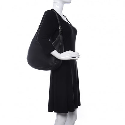 Fendi Calfskin Romano Selleria Hobo Black 2 of 13