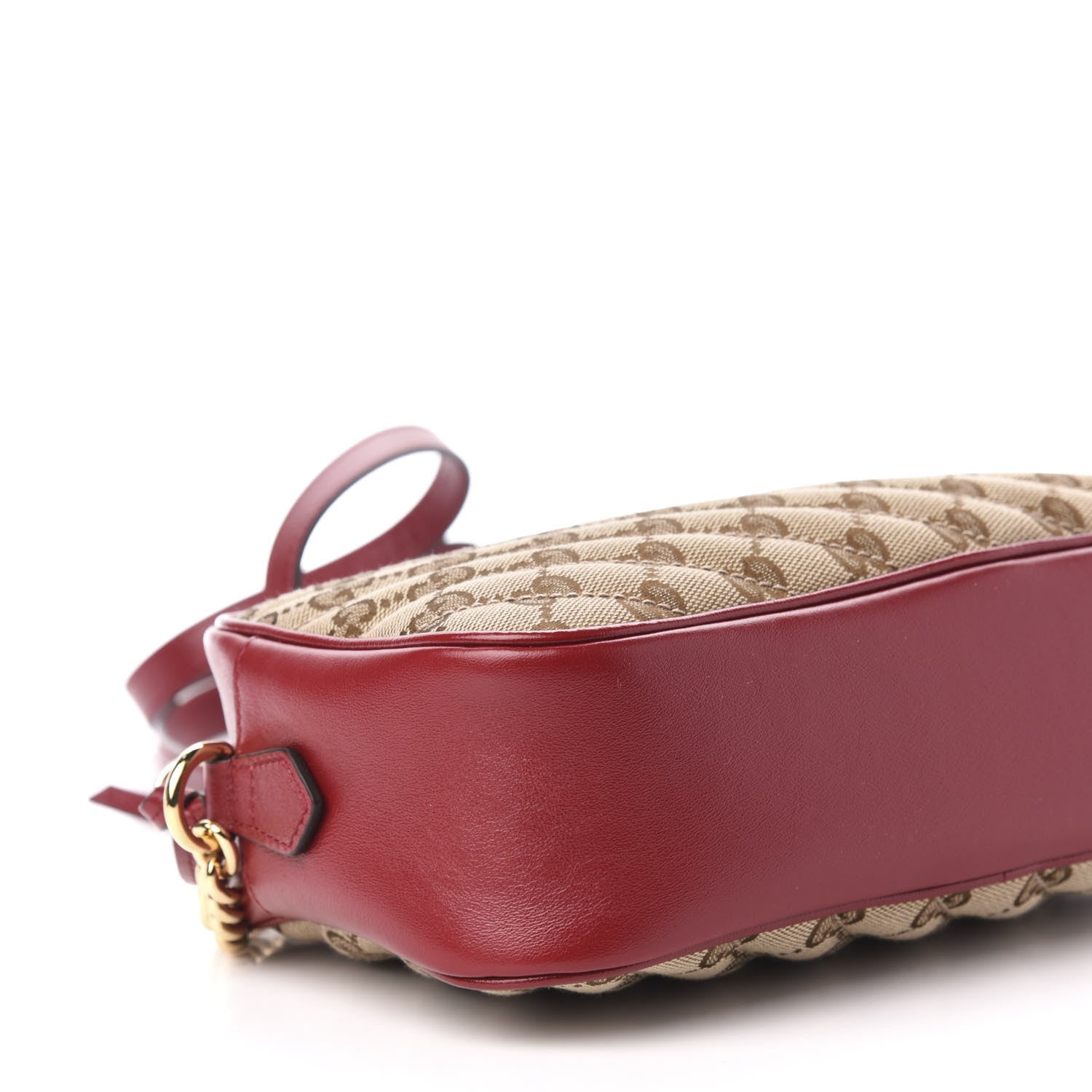 Gucci Monogram Azalea Calfskin Matelasse Diagonal Small GG Marmont Chain Shoulder Bag Beige Ebony New Cherry Red 9 of 11