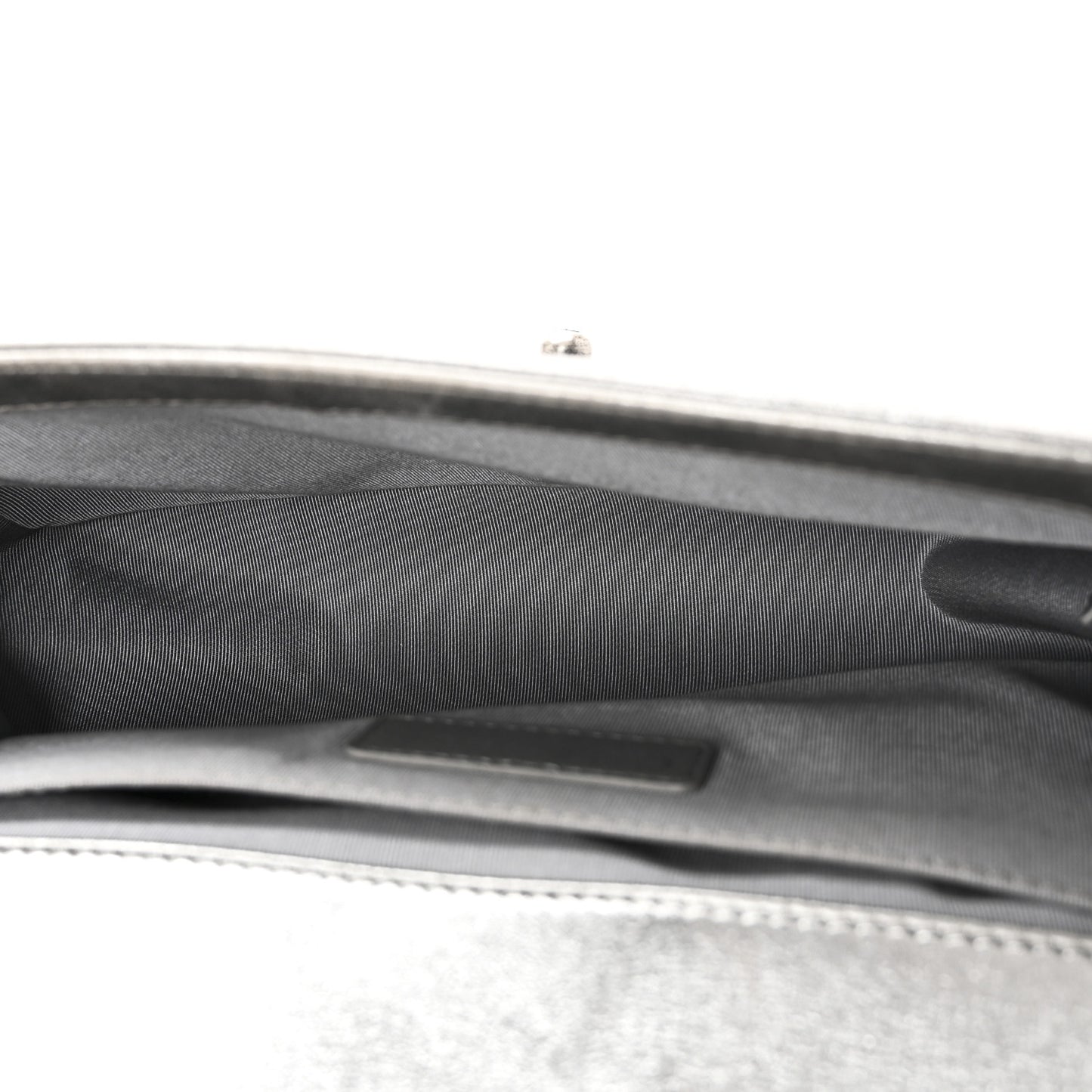 Metallic Lambskin Quilted Medium Boy Flap Silver