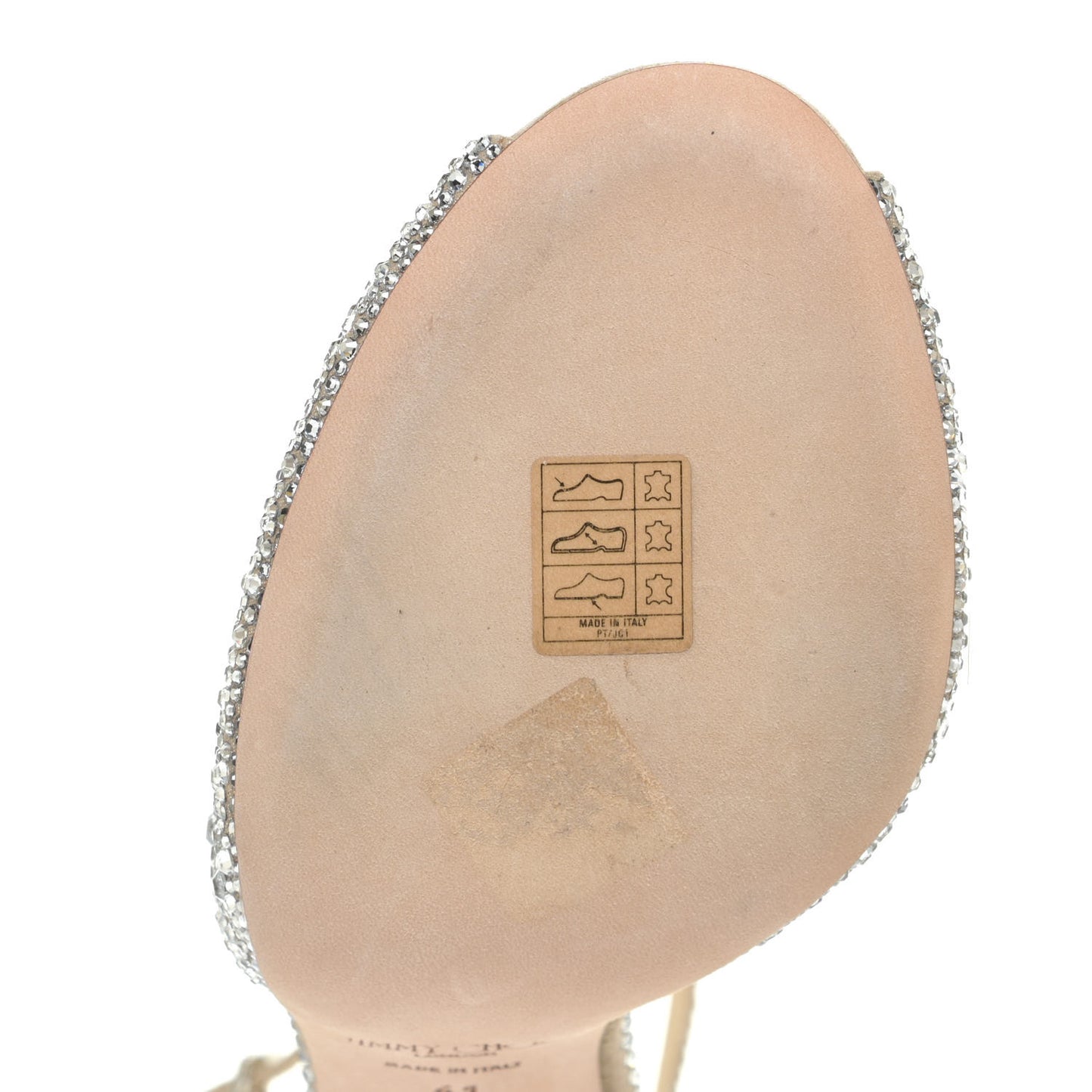 Crystal Shimmer Suede Sacora 100 Sandals 41 Nude