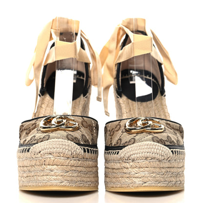 Gucci Monogram Matelasse GG Marmont Ankle Wrap Platform 35/120mm Espadrille Wedges 35 Beige Ebony Black Sand Storm 3 of 10