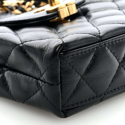 Chanel Shiny Aged Calfskin Quilted Mini Nano Kelly Shopper Black 8 of 10