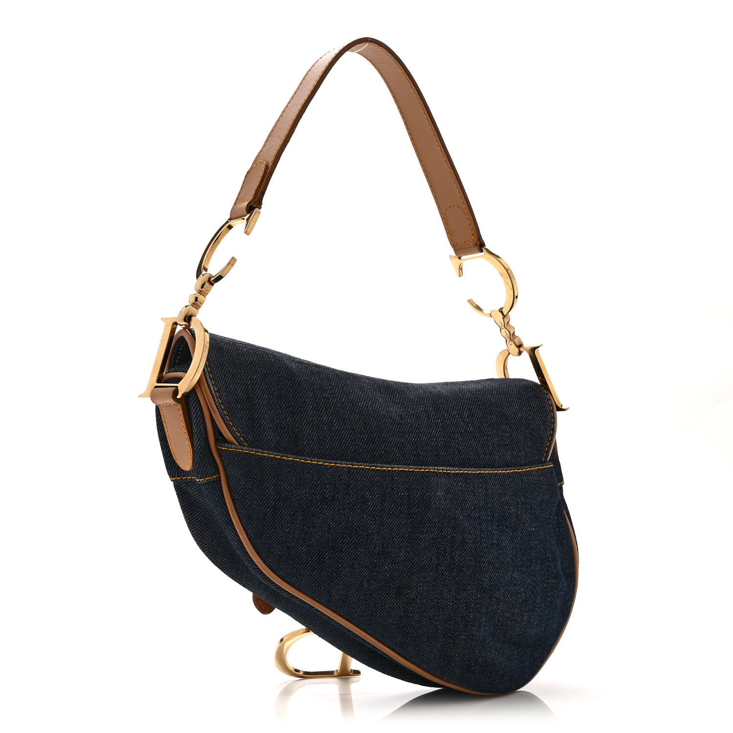 Christian Dior Denim Calfskin Saddle Bag  Blue 3 of 10