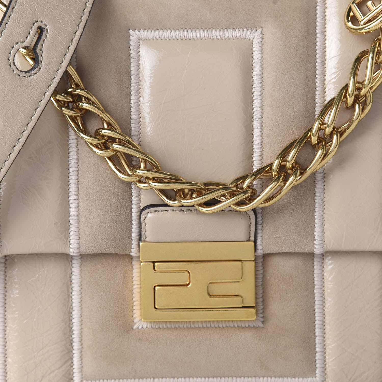 Fendi Agnello Old Shine Chamois F is Fendi Embossed Kan U Shoulder Bag Amido Nude 9 of 9