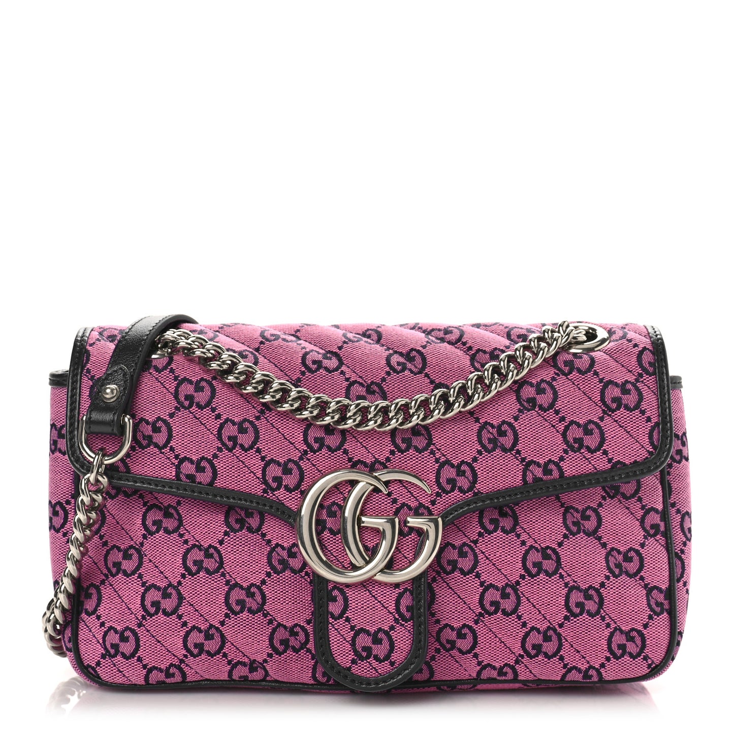 Monogram Multicolor Matelasse Diagonal Small GG Marmont Shoulder Bag Pink Blue