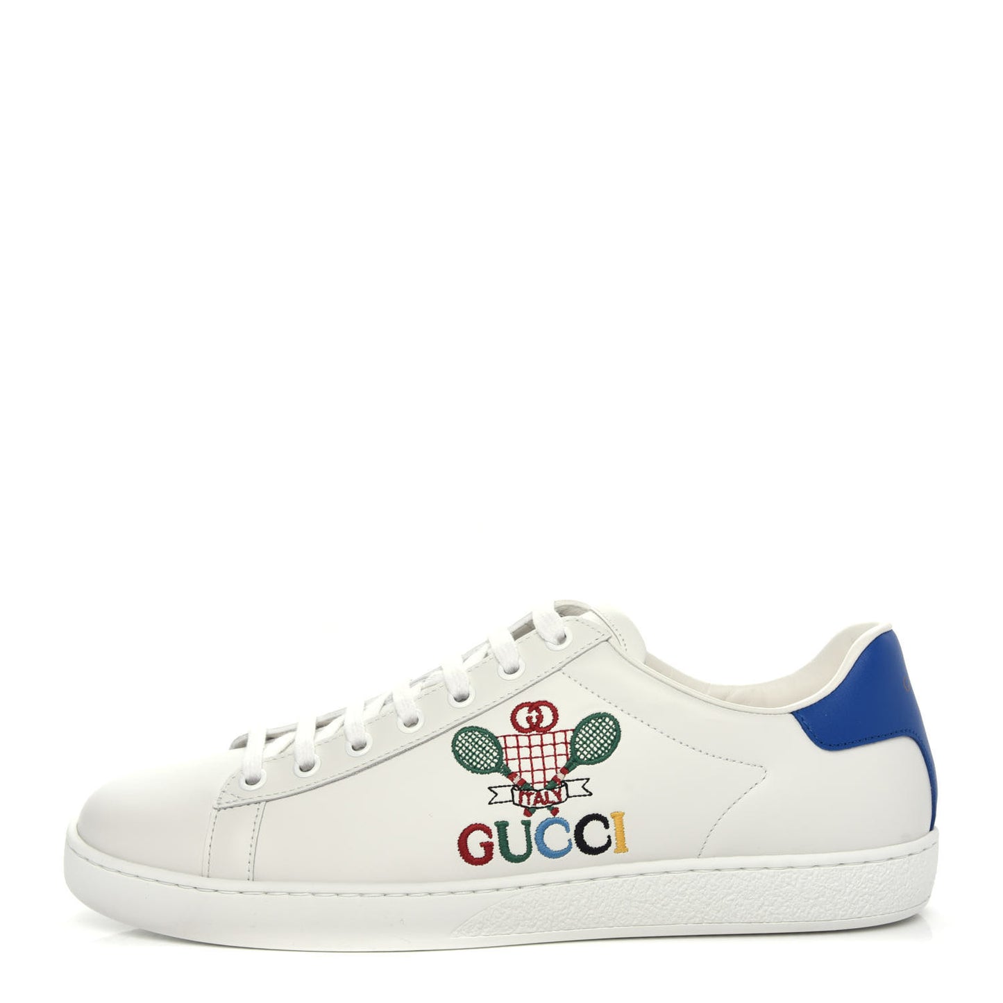 Calfskin Miro Soft Tennis Embroidered Womens Ace Sneakers 41 White Rio Blue