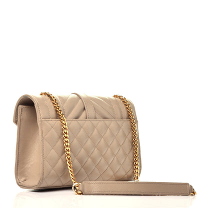 Saint Laurent Grain De Poudre Tri-Quilt Monogram Small College Bag Dark Beige 3 of 8
