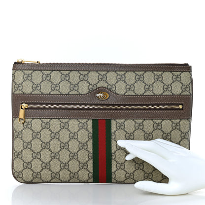 Gucci GG Supreme Monogram Large Ophidia Pouch Clutch Brown 2 of 7