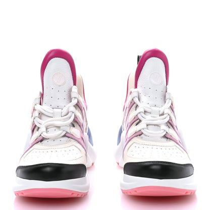 Louis Vuitton Calfskin Technical Nylon LV Archlight Sneakers 40 White Pink Blue 2 of 8
