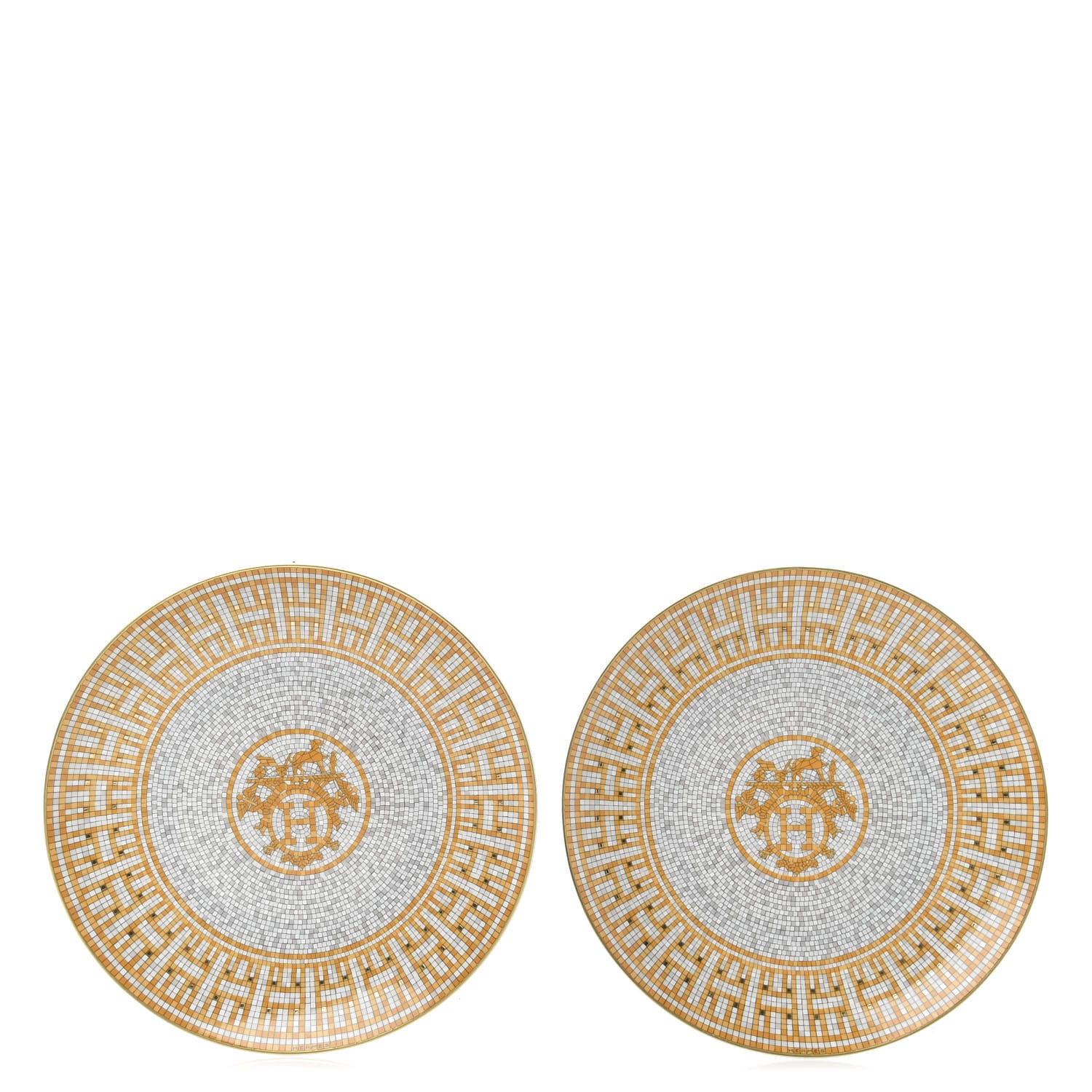 Hermes Porcelain Mosaique au 24 Dessert Plate Set of 2 1 of 6