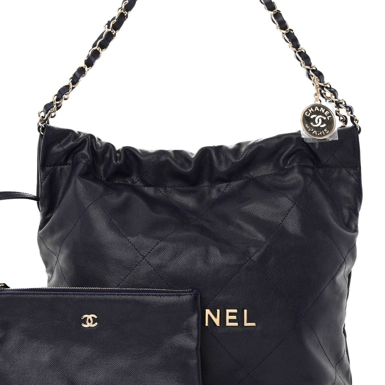 Chanel Shiny Caviar Quilted Small Chanel 22 Dark Blue 8 of 11