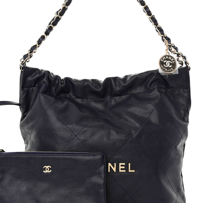 Chanel Shiny Caviar Quilted Small Chanel 22 Dark Blue 8 of 11