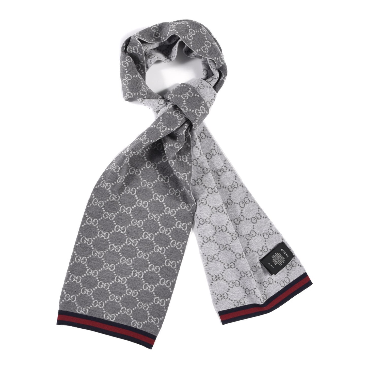 Wool Tricot GG Monogram Web Solange Scarf Coffee Ivory